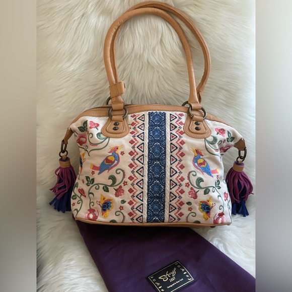 SHARIF Hello Gorgeous Embroidered Andalusian Garden Shoulder Bag w/Dustbag - Picture 1 of 14